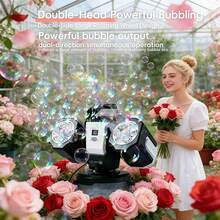 2026 New RGB Bubble Machine: 360° Auto Rotation + Type-C Rechargeable + Remote Control, 30,000 Bubbles/Minute, Essential For Weddings, Valentine's Day, Kids Parties, Outdoor Events - White Comes With Bubble Solution. - View 4