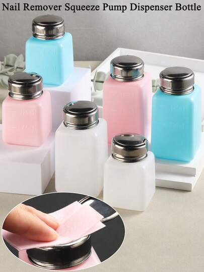 180ml/120ml Metal Head Nail Polish Remover Pump Bottle, Refillable Professional Nail Polish Remover Pump Bottle, Salon Liquid Pump, Durable Metal Top Nail Art Tool DIY Manicure Supplies