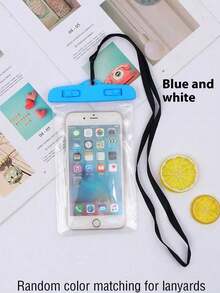 Laser Inflatable Waterproof Phone Pouch, Shock Proof Waterproof Swimming Phone Bag With Lanyard, Transparent Touch Screen Phone Case For Outdoor/Floating/Swimming Activities, Random, Beach Essentials, Beach Accessories, Pool Float, Pool Inflatable - White - View 19