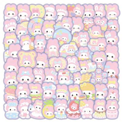 1 Set/100pcs Cute Cartoon Hand Drawn Japanese Cartoon Characters Love Stickers, Stationery, Water Bottles, Notebooks, Decorative Small Gifts, Gifts For Friends, Holiday Gifts, Easter Gifts, Create A Sense Of Surprise, Cute And Affordable (Stochastic Style)