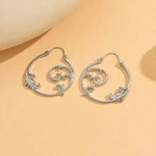 Pendientes de metal con diseño tallado minimalista en plata vintage, joyería con colgante geométrico en espiral para mujeres - E1892-1 - Ver 5