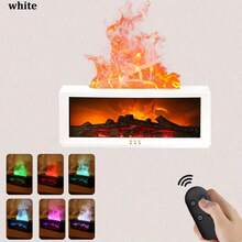 ADKING USB-Powered Fireplace Humidifier With Timer Function, Warm Light And Ambient Lighting, And Aromatherapy Oil Addition. Suitable For Home, School, And Office Use, It Makes An Ideal Holiday Gift. Features Include 7 Flame Colors, Remote Control, And Automatic Power-Off When Water Is Low. - 白色 - 查看 12
