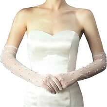 1 Pair Women's Pearl Sheer Elegant Party Dress Long Gloves - Multicolor - View 8