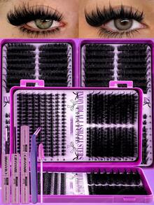 528/544/608 Styles False Eyelash Clusters, Density From 10D To 100D, Mixed Styles Available, 10-18mm Length D-Curl Voluminous, Ultra-Light & Soft, Suitable For Natural Makeup DIY. Set Includes Lash Clusters, Tweezers, Lash Glue, Lash Brush, 2026 Limited Edition - Multicolor - View 6