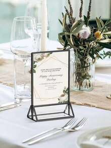 4 piezas/6 piezas Soportes de señalización acrílicos de 4x6 5x7 pulgadas - Marcos de fotos de doble cara para mesa, adecuados para números de mesa de boda, menús de restaurante, fotos de Navidad, ceremonias de graduación, fiestas de cumpleaños, etiquetas de precio/fotos transparentes, Soportes de números de mesa de boda de acrílico transparente, Aplicable para: Etiquetas de precio, Pantallas de números de mesa, Tableros de exhibición de fotos, Soportes de números de mesa transparentes de doble capa, Fácil de instalar. - Multicolor - Ver 6