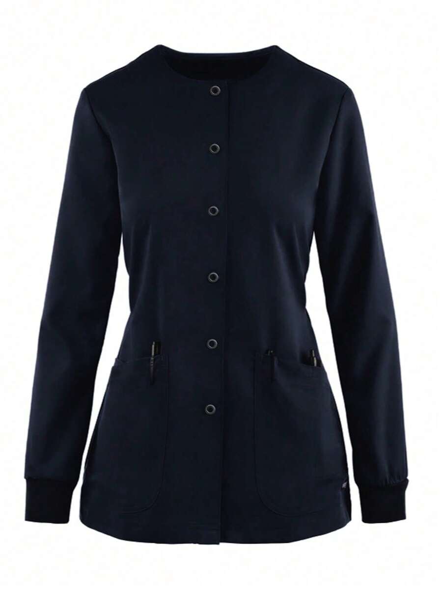 Long Sleeve Multi-Pocket Jacket, Casual Sports Long Sleeve Top Fashionable Multi-Pocket Dental Clinic/Office Uniform