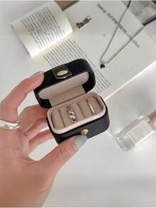 1个PU皮革首饰收纳盒，便携式旅行首饰整理盒，化妆包收纳盒，多层首饰展示盒，礼品盒，展示盒，PU皮革首饰盒，按扣式首饰收纳盒，首饰盒 - 彩色 - 查看 11