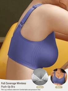 1件限量版蓝色女士舒适文胸，支撑提拉，日常穿着。 - 藍色 - 查看 1