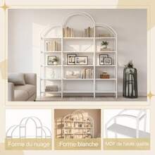 170 X 26 X 190 Cm. Minimalist Shelving Unit Made Of Tubular Steel MDF, Offering Five Storage Levels. Its Unique, Cloud-Like Shape Makes Assembly And Cleaning Easy. - White - View 3