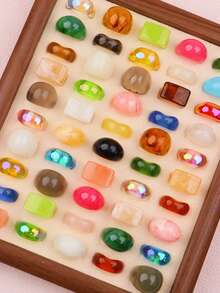 10/20/30件/包 时尚可爱趣味男女戒指 怪兽眼睛 彩色条纹 猫熊小鸡款式 生日派对礼物 朋友日常佩戴饰品 - 弧形樹脂戒指混 - 查看 3