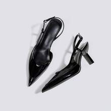 Giày cao gót hở mũi cao cấp màu đen dành cho nữ, giày cao gót dự tiệc, giày cưới, giày Mary Jane, giày công sở, giày cao gót mũi nhọn không gót, kiểu xỏ chân. - màu đen - Xem 1