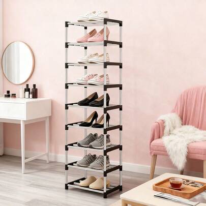Multi-Tiered Metal Shoe Rack, Easy-To-Assemble Tall Shoe Cabinet, Large-Capacity Shoe Storage Suitable For Entryways, Wardrobes, Hallways, Living Rooms, And Bedrooms - Multi-Functional Freestanding Durable Metal Construction.