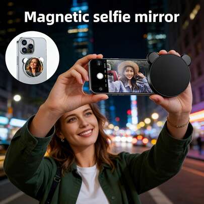 2026 New Magnetic Selfie Lens Enhancer, Rear Camera Viewfinder & Lighting, Compatible With MagSafe Phone Cases For 12/13/14/15/16/17 Pro Max Plus, Magnetic Attachment, High-Definition Selfie Tool, Ideal For Vlogging & Live Streaming, Enhances Photo Beautification, Elevates Social Media Content Quality, Essential Indoor/Outdoor Fashionable Accessory