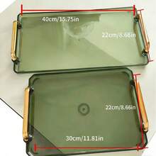 1pc Acrylic Rectangular Tray, Elegant Luxury Hotel Dessert, Cosmetic, Fruit, Food, Breakfast Serving Platter With Handle, Suitable For Ramadan - Multicolor - View 7