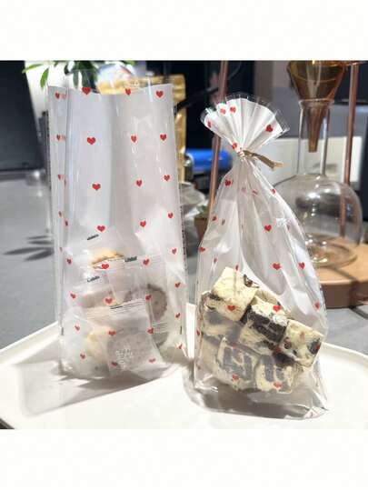 50/100pcs Heart Shaped Gift Packaging Bags, Suitable For Small Items And Decorative Gift Packaging