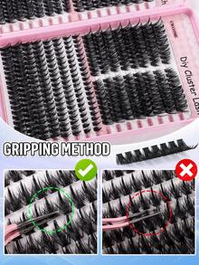 528/544/608 Eyelash Clusters, Mixed Density 10D-100D, D Curl, 10-18mm Length, Ultra-Lightweight, Soft & Long-Lasting DIY Eyelash Clusters, 3D Fluffy Segmented Lashes, Lash Extension Kit Includes Tweezers, Lash Glue & Brush - Multicolor - View 9