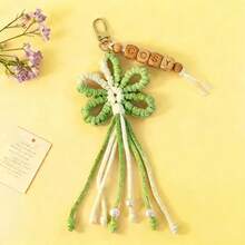 1pc Customized Handmade Flower Shaped Keychain Personalized Tassel Keyring Backpack Accessory Decoration Gift For Mom/Girlfriend Valentine's Day Gift Kawaii Key Lanyard Flower Keychain - Multicolor - View 19