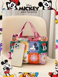 Disney 迪士尼官方授权米奇图案迷你米奇和朋友手提包，彩色斜挎包，抽绳单肩包，轻便手提包 - 多款可选，品质保证，完美适用于日常/购物/外出/情人节 - 彩色 - 查看 4