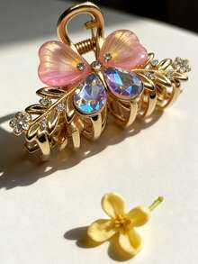 情人节礼物 Y2K 甜美少女风 炫彩蝴蝶花瓣水钻发夹 炫彩花瓣+水滴形水钻精致发夹 多色可选 适合情人节约会/日常通勤/女生聚会 甜美美学发饰 - 彩色 - 查看 13