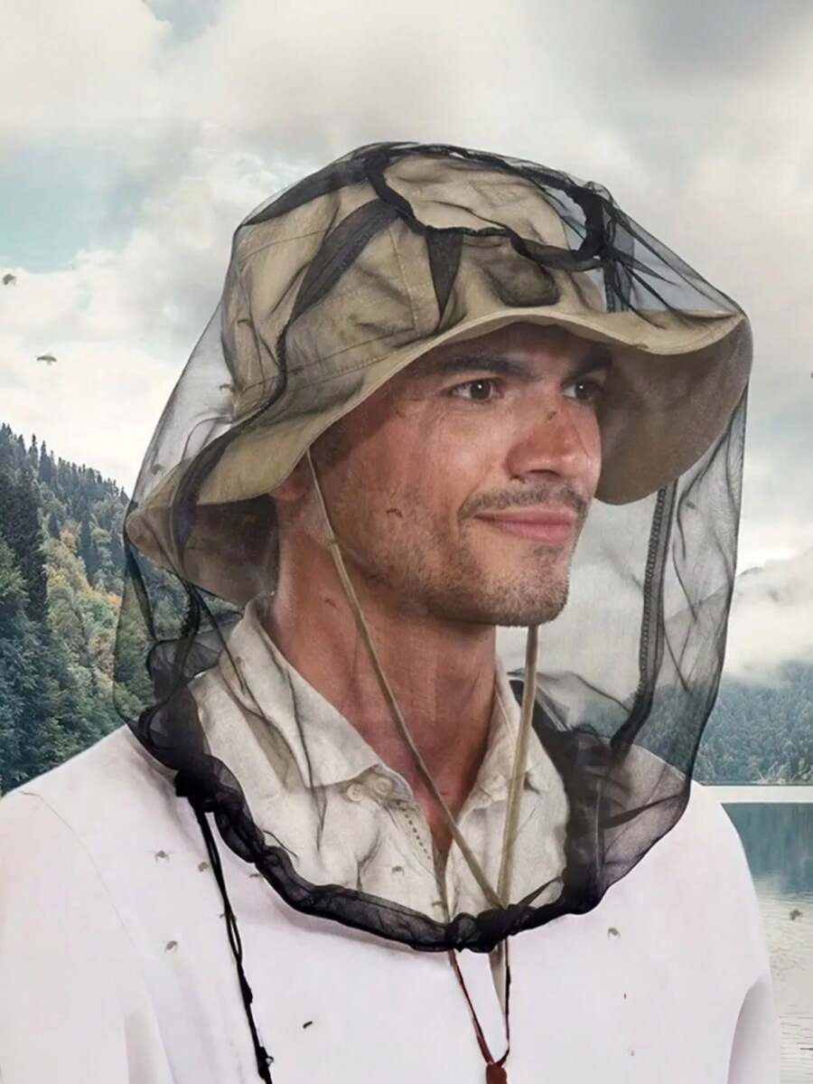 1 pieza Mosquitera extra grande con máscara facial - Malla resistente contra insectos, malla fina, compatible con sombreros/cabezas, adecuada para pesca, caza [Color aleatorio] - Multicolor - Ver 1