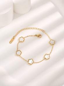 1 chiếc vòng tay bằng thép không gỉ thời trang với họa tiết hoa, thích hợp cho nữ giới đeo hàng ngày, quà tặng cho Ngày Valentine, Ngày của Mẹ, mẹ. - màu đen - Xem 5