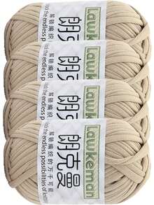 Lawkeman 4卷/400克高品质涤纶钩编/编织纱线，每卷30米 - 非常适合DIY项目，例如T恤、拖鞋、篮子、布条、手工包、玩具、鞋子、地毯、收纳篮等等。 - 彩色 - 查看 14