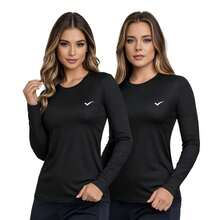 Kit 2 blusa térmica Feminina Proteção solar uv 50+ - 2 Preto - Visão 5