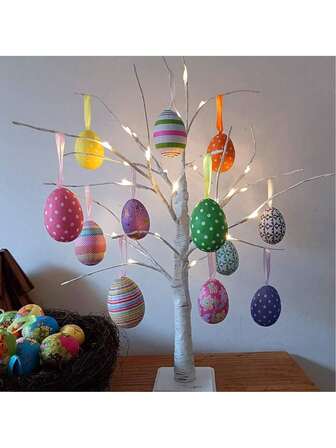 2020年1月10日 复活节彩蛋、彩色复活节彩蛋装饰品、散装纸浆泡沫复活节彩蛋装饰品、复活节派对礼物、工艺树、春季家居装饰