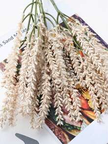 6件套人造麦秆花装饰，包括麦秆花、人造谷物草花、春季装饰、家居装饰、丰收季仿真花束、人造小麦植物装饰、小型谷物配件草 - 彩色 - 查看 4