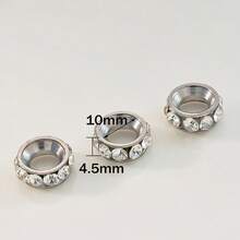 5pcs Stainless Steel Glass European Beads Large Hole Faceted Slide Charm For DIY Leather Macrame Bracelet Jewelry Craft Making - Spacer Beads - View 10