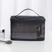 Makeup Brush Organizer Bag Mesh Cosmetic Case Toiletry Pouch: Mesh Makeup Bag Travel Pouches Clear Makeup Case For Women Men Girls Travel Clear Organizer - 米色 - 查看 6