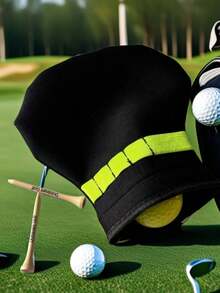 1pc Outdoor Sports Golf Spike Storage Bag, Portable Hook & Strap Design, Practical Golf Accessory Organizer - Black - View 5