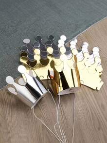 10pcs/50pcs Gold Foil Crown Birthday Hats, Party Celebration Children Gold & Silver Small Caps, Suitable For Birthday, Festival Parties - Multicolor - View 4