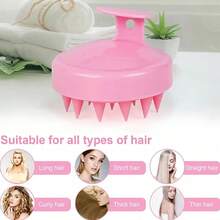 2 Packs Silicone Shampoo Brushes Scalp Massage Combs, Women's Wide-Brimmed Hair Caps, Shower Caps, Household Shampooing Tools Gifts For Her/Romantic Gift/Love Gift/Couple Gift/Valentine Present/Valentine - Pink - View 7