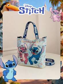 Disney Official Licensed 1 Pc Cartoon Stitch Printed Lunch Bag, Mischievous Stitch Lunch Bag & Fun Bucket Bag Cute Cartoon Hand Bag Candy Bag For Daily Use, Casual Canvas Shoulder Bag For Easy Carry – For StudentsTeenagers/Teens/Young Adults/Zoomers Perfect For Daily/Shopping/Going Out - Multicolor - View 9