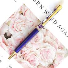 Customized Text Logo Metal Flat Head Oiled Floating Dried Flower Pen, Luxury Fashion Pen, Personalized Inspirational Pen, Back To School Gift, Daily Office & Student Use, Thoughtful Gift For Friends, Teachers, Family - Multicolor - View 7