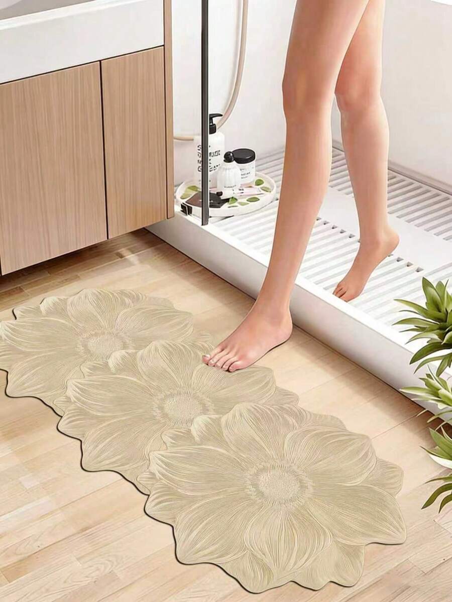 1pc Plain Floral Bath Mat, Bathroom Rug, Door Mat, Small Rug, Carpet, Floor Mat, Home Decor, Area Rug, Outdoor Mat, Home Decor, Area Carpet, Bedroom Carpet, Washable Rug