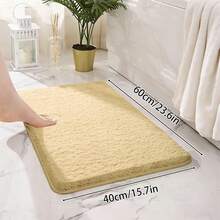 1pc Soft Long Plush Bathroom Mat, Absorbent Bathtub Entrance Bedroom Anti-Slip Anti-Moisture Small Rug - Beige - View 3