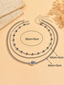 Set Kalung Mata Setan 3 Buah/Set, Kalung Choker Rantai Bergaya, Cocok untuk Pemakaian Sehari-hari dan Acara Luar Ruangan Wanita, Panjang Rantai Buatan Tangan Dapat Disesuaikan - beraneka warna - View 4