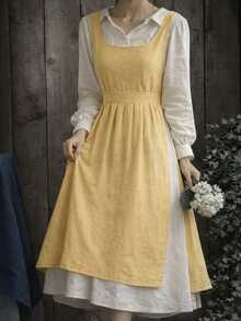 1PC Simple French Vintage Artistic Style Apron For Florist And Barista, Suitable For All Seasons Home Kitchen, Outdoor Camping And Picnic, Coffee - Multicolor - View 9