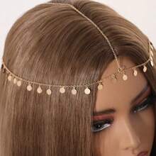 1件时尚铜珠链水晶装饰经典女士发箍，适合节日、派对和日常佩戴，也适合准新娘等女性佩戴。