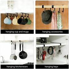 Stainless Steel Cup Hooks, Multi-Functional Hanging Rack, Heavy Duty Rust-Proof Coffee Cup Holder, Under Cabinet Kitchen Organizer, Key & Belt Holder - Multicolor - View 7