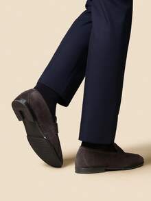 Men's Classic Suede Penny Loafers Premium Leather Dress Shoes Lightweight Comfort Slip On Formal(Runs Large, We Recommend Ordering A Half Size Down) - Màu Tím - Xem 6