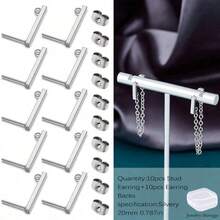 KMEOSCH 20 件装多尺寸不锈钢穿孔耳钉，长方形耳钉，手工线性条形耳钉，带耳背，DIY 耳环配件套装，DIY 首饰制作组件 - 長方形耳環 - 查看 9