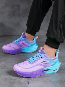 Carbon Plate Racing Road Running Shoes For Men Stable Support Shock-Relief Ultra-Light TPU Outsole Rebound Marathon Sneakers - 藍紫 - 查看 4
