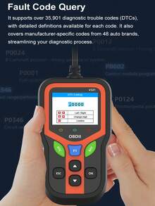 Herramienta de diagnóstico de automóvil OBD2, lector de códigos de falla, decodificador, borrador, equipo de diagnóstico con luz de advertencia - Negro - Ver 9