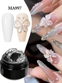 MEET ACROSS 1支15毫升透明不粘手部延长凝胶指甲油，适用于3D塑形/雕刻/雕琢，美甲固体果冻硬胶，用于假指甲雕刻、花朵美甲、亚克力凝胶指甲油、水钻胶，易于操作，适合家庭和美甲沙龙使用。 - 無色 - 查看 3