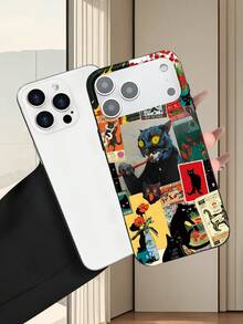 Saudi Arabian Local Culture Collage Retro Printed 2D Pattern Phone Case, Classic & Middle Eastern Gentleman Tie Style, Suitable As Birthday/Holiday Gift For Friends, Family, Couples, Yourself. Black Matte Soft Shell, Dust-Proof & Waterproof, Compatible With IPhone 17/16/15/14/13/12/11/Pro/ProMax/X/XR/XS/XSMAX/7/8/PLUS/Air/Se2/3 - Black - View 5