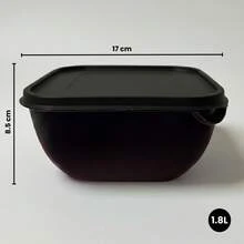 Kit 12 Potes Plástico Quadrados Colors – Organizador de Cozinha com Tampa (5*500 ml, 5*1 L, 2*1,8 L) - Preto - Visão 6
