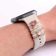 1 Set Women's Watch Band Decorative Rings, 5-Pointed Star Watch Decoration Rings, Fit For Apple Watch Silicone/Leather Bands, Size: 45mm, 44mm, 42mm, 41mm, 40mm, 38mm, Sparkling Diamond Metal Resin Pendant Decor, Sliding Accessory, Watch Band Not Included - Multicolor - View 5